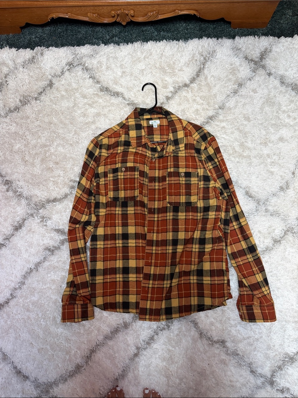 dip Women's Plaid Button-Down Shirt - Rust, Yellow, Black